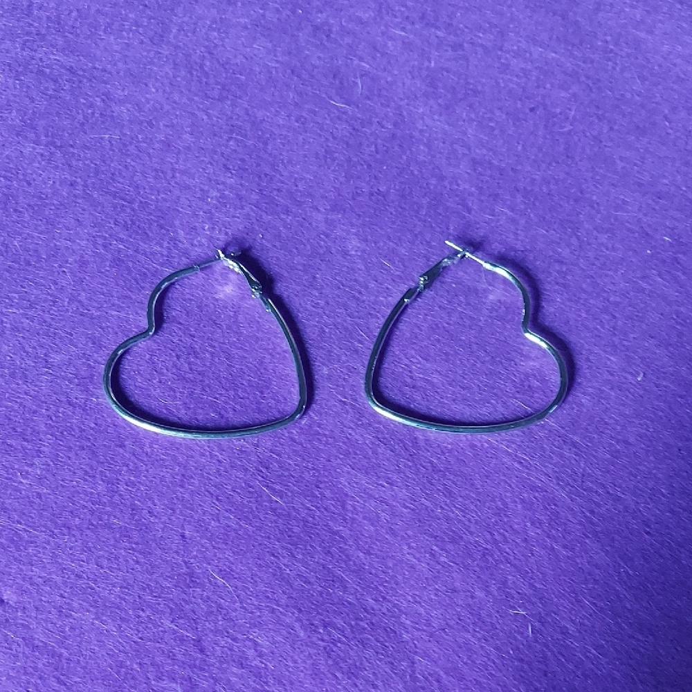Silver Heart Hoop Earrings